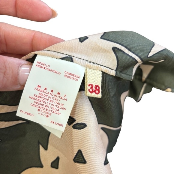 Marni 100% Silk Green Floral Tea Dress Women’s Size 2 Italian Flouce Feminine - Picture 4 of 16